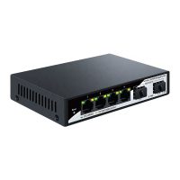 6 Port 2.5G Web Managed Ethernet Switch, 4 x 2.5G Base-T Ports, 2 x 10G SFP, Compatible with 100/1000/2500Mbps, 60Gbps Switching Capacity, Aggregation, QoS/VLAN/IGMP, Metal Fanless.